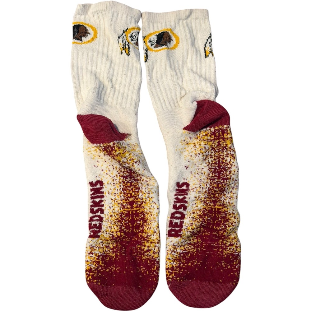 Washington Redskins NFL Crew Socks Vintage Burgundy Gold‎ Logo White Good